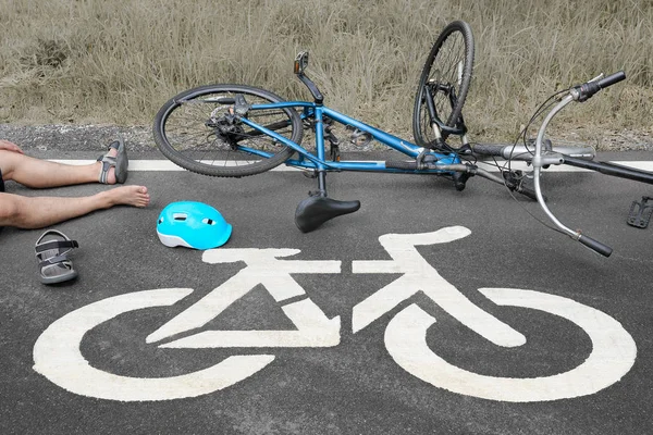 Dos Accidentes Bicicleta Carril Bici — Foto de Stock