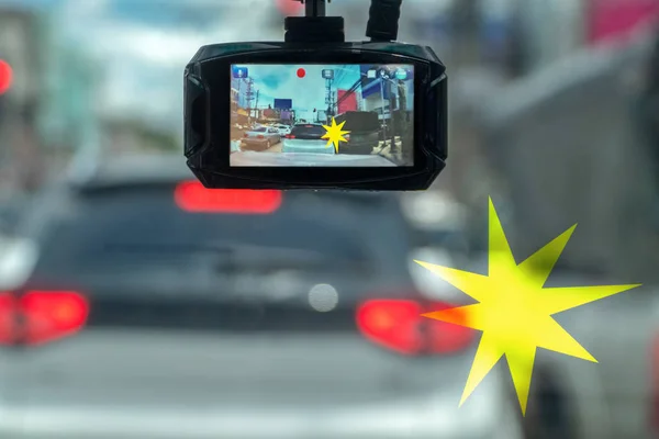 car video recorder records an accident on street