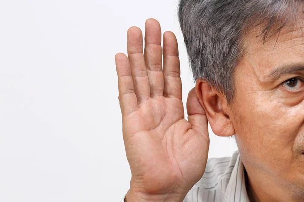 Senior man hearing loss , Hard of hearing