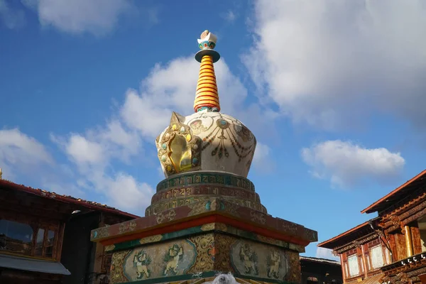 Stupa Marché Carré Shangri Vieille Ville Yunnan Chine — Photo