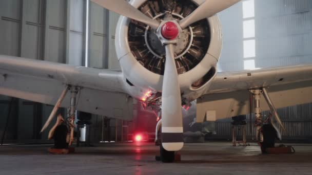 Retro Flugzeuge Hangar — Stockvideo