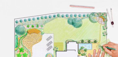 Villa için peyzaj mimarı arka bahçe planı