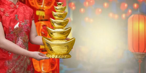 Čínský Nový Rok Zlatého Ingotu Qian — Stock fotografie