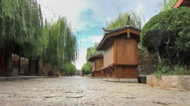 Lijiang eski şehir sokakları sabah, Yunnan, Çin.