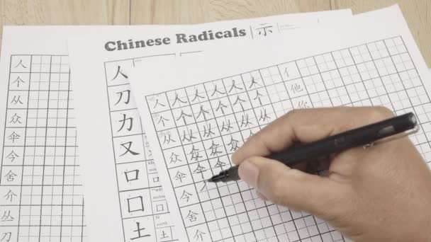 Leren Schrijven Chinese Karakters Klas — Stockvideo