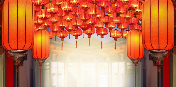 Lampion Chiński Nowy Rok Starej Części Miasta Chiny — Zdjęcie stockowe