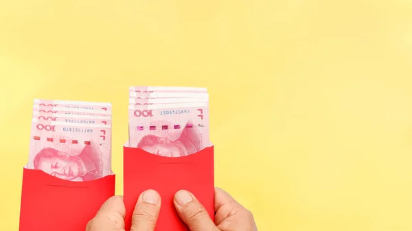 Roter Umschlag Chinesisches Neujahr Oder Hongbao Mandarine Wird Feiertagen Oder — Stockfoto