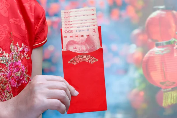 Ünnepek Vagy Különleges Alkalmak Során Adott Piros Borítékot Kínai Újév — Stock Fotó