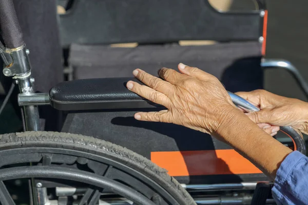 Elderly Hands Wheelchair — Stock Photo, Image