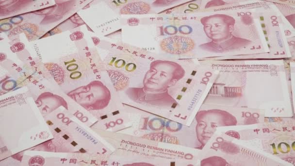 Chinesische 100 Rmb Yuan Banknoten Aus Der Chinesischen Währung — Stockvideo