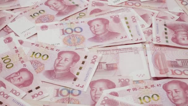 Banconote Cinesi 100 Rmb Yuan Dalla Valuta Cinese — Video Stock