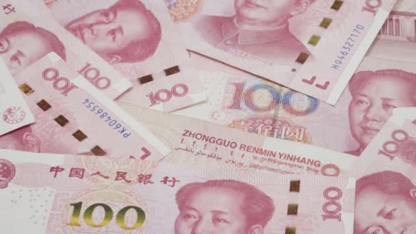 Chinês 100 Rmb Notas Yuan Moeda China — Vídeo de Stock