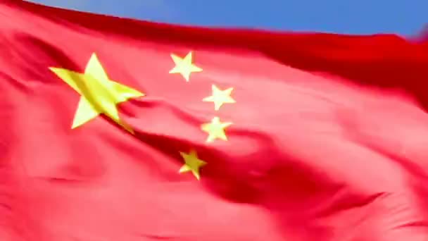 中国国旗在风中飘扬 — 图库视频影像