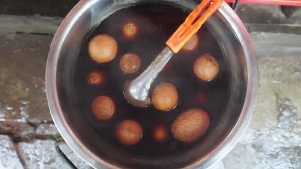 Chinese Tea Eggs Morning Retail Outlet Street Food — Stok Video