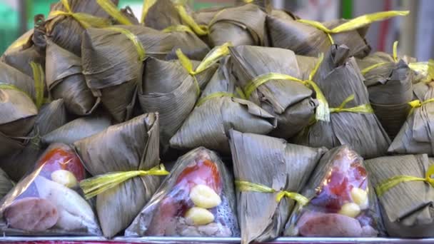 Rice Dumplings Eller Zongzi Duanwu Festival — Stockvideo