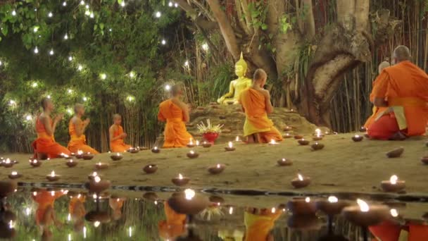 Chiang Mai Thailand Feb Makha Bucha Den Viktiga Incidenter Buddhistiska — Stockvideo