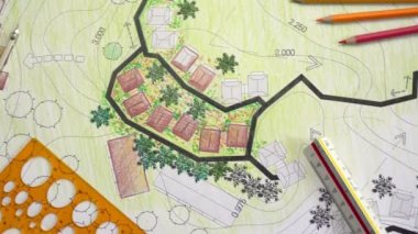 Konut geliştirme için peyzaj mimari bahçe planı