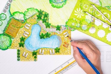 Villa için peyzaj mimarı arka bahçe planı