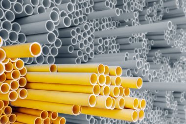 Yellow PVC pipes for electric conduit clipart