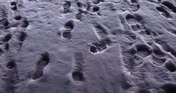 Fußabdrücke in der Schneeschleife — Stockvideo