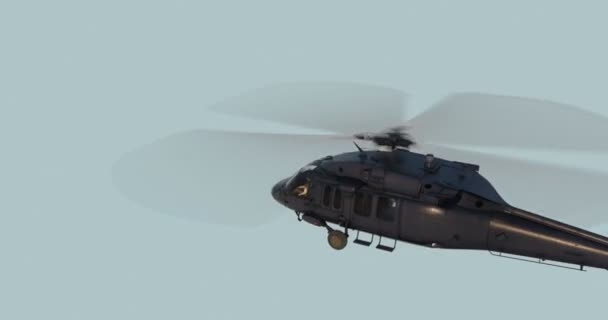 Vojenský vrtulník UH-60 Black jestřáb realistická 3D animace — Stock video