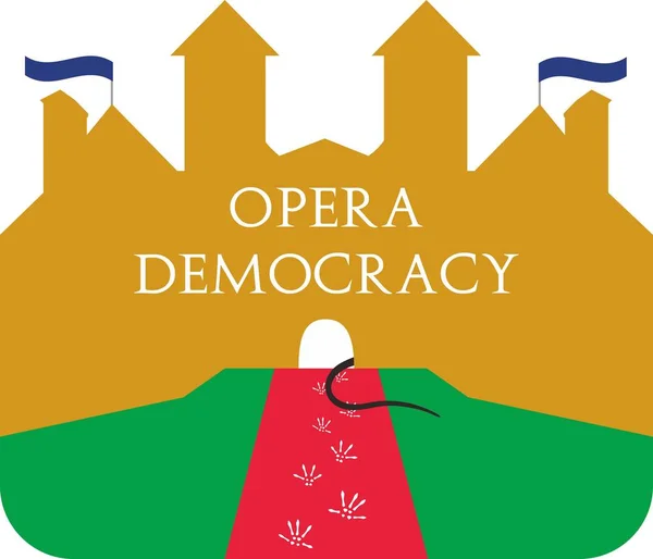 Opera evi. hiciv illüstrasyon vektör politik ve siyasi görünüm bugün hakkında. kamuoyu, dünya sorunları. temel sarkasm / büyük altın ev olduğunda hiciv ait bir çöplüğe.