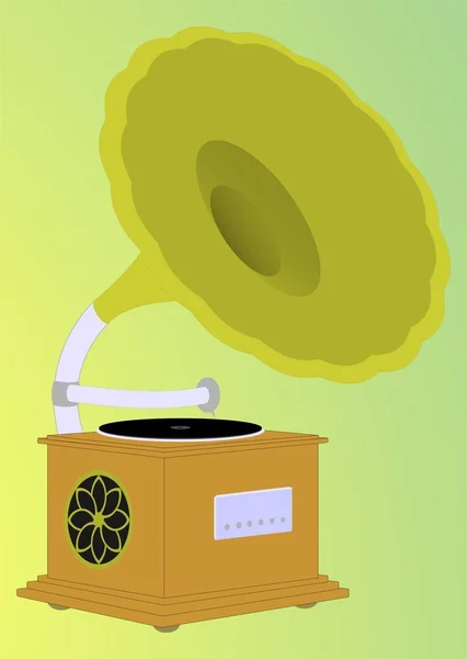  Gramofon vintage oyuncu vektör çizim vinil müzikal veya fonograf kayıt için