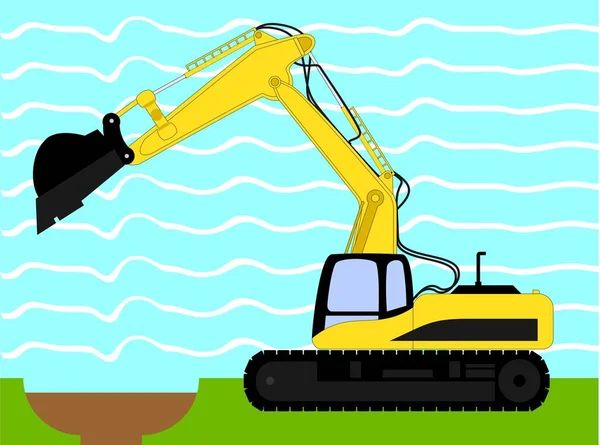 挖掘机动力铲机与插图矢量挖掘物 — 图库矢量图片