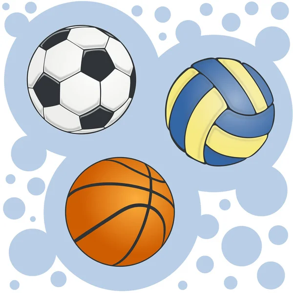 Juego de pelotas para fútbol voleibol y baloncesto — Vector de stock