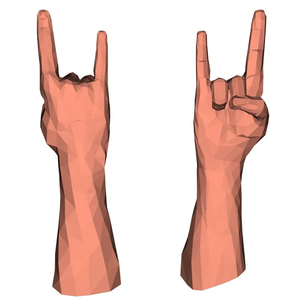 Rock symbol låg Poly hand — Stock vektor