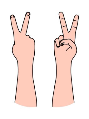 Letter V by two fingers as Victory symbol and sign of peace clipart