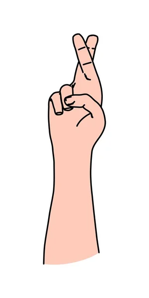 Dedos cruzados como ilustração do gesto da mão humana — Vetor de Stock