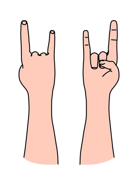 ロックミュージックの象徴として2本の指を刺す人間の手 — ストックベクタ
