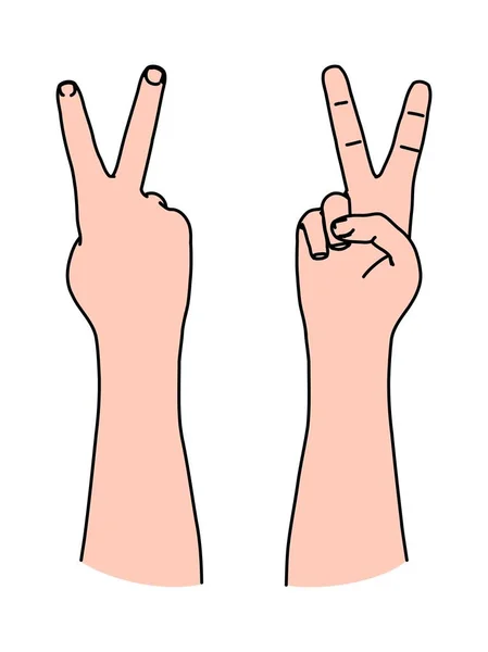 用两根手指作为胜利的象征与和平的标志的字母V — 图库矢量图片