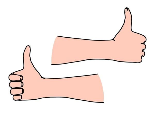 Thumbs up line art gesticulando como conceito de emoção positiva e acordo —  Vetores de Stock