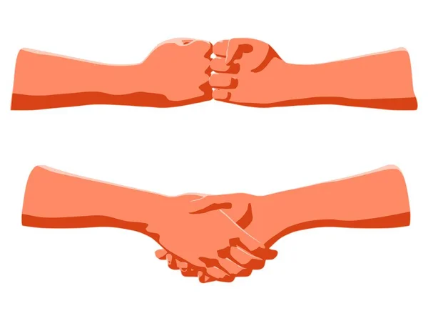 Рукопожатие как концепция человеческого приветствия или делового соглашения — стоковый вектор