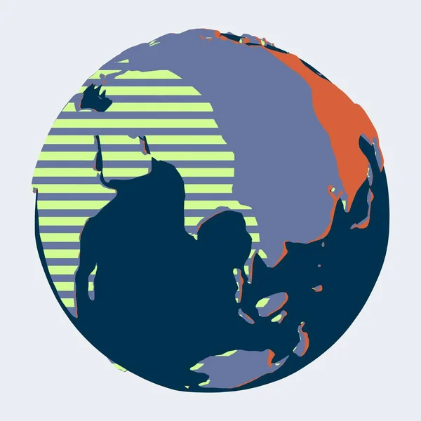Eurasia continente sul globo disegnato in stile grafico cartone animato — Vettoriale Stock