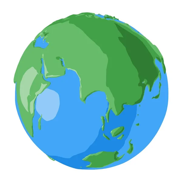 Östra halvan av Globe med Kina och Indien i tecknad stil — Stock vektor