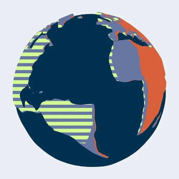 Pianeta Terra con Africa, America e Oceano Atlantico in stile fumetto — Vettoriale Stock