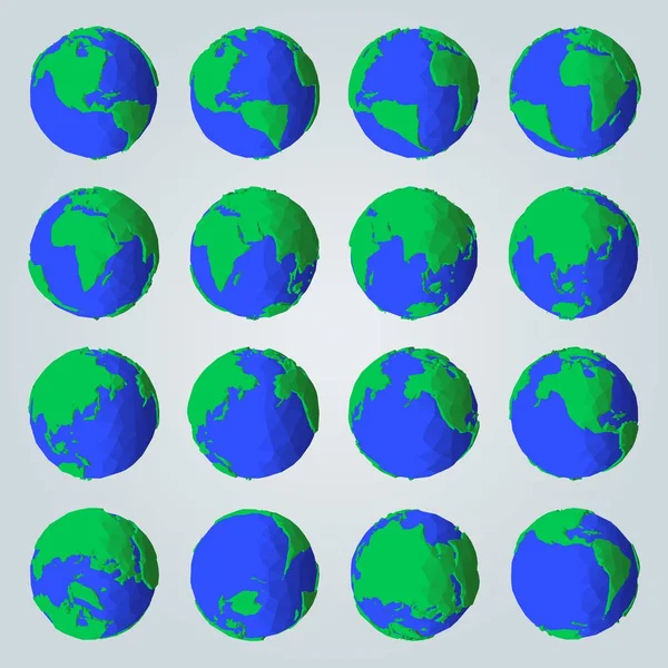 Geometriska uppsättning av abstrakt tecknad stil Planet Earth för ikoner eller illustrationer — Stock vektor