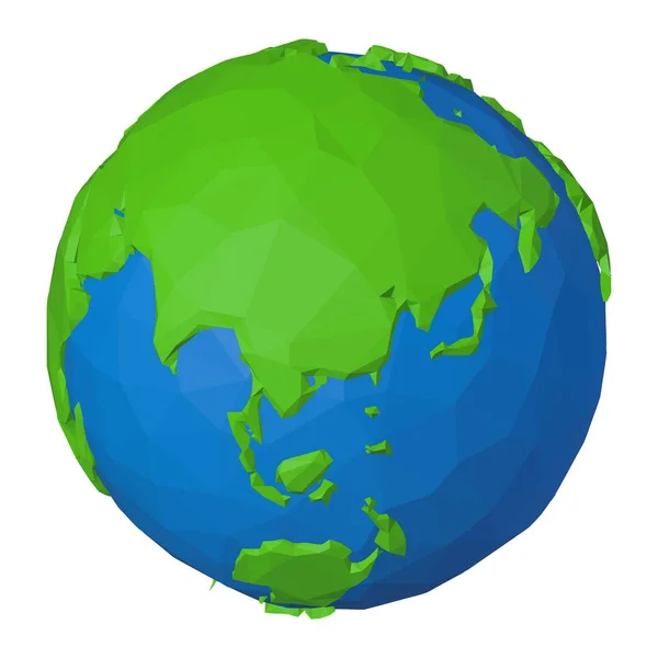 Baixo poli Ásia e Austrália em 3d globo com formas geométricas modernas Ilustração De Bancos De Imagens