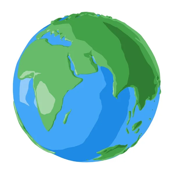 Fantasia olhando planeta hemisfério oriental Terra desenhado em desenho animado estilo 3D brilhante Vetores De Bancos De Imagens