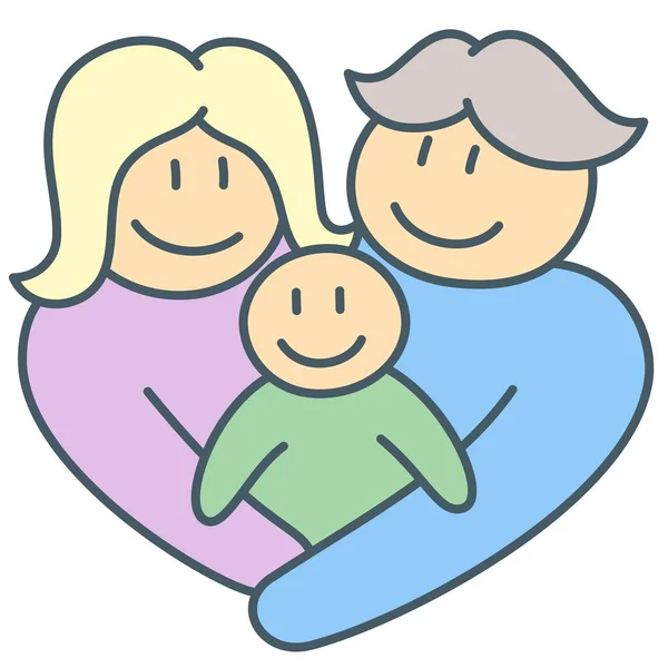 Parents and kid hugging and holding hands in family union — Stock Vector