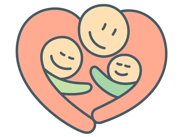Herzförmige Umarmung des besten Vaters und der Kinder als Vaterschaftsbeziehung — Stockvektor