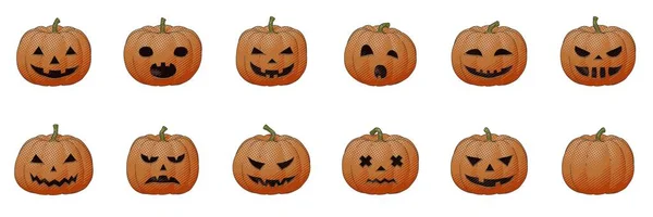 Ícones de sorriso de abóbora para Halloween vetor plano bonito Vetores De Bancos De Imagens Sem Royalties