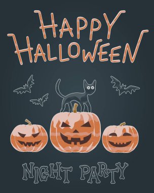 Mutlu Cadılar Bayramı partisi broşürleri - kedi, balkabağı