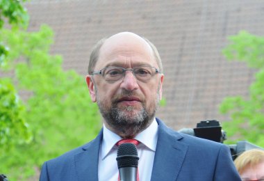 Başbakan adayı Martin Schulz 12.05.2017 Dlmen genel bir konuşmada, üzerinde / Nrw / Almanya
