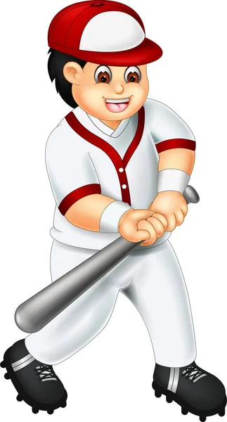 Aranyos Baseball Játékos Állandó Rajzfilm Kibír Val Integetett Hogy — Stock Vector