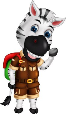 Tasarım için Kahverengi Üniforma Karikatür Komik Siyah Beyaz Zebra