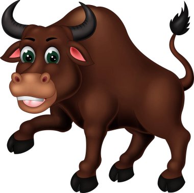 Tasarım için Komik Brown Bull Karikatür